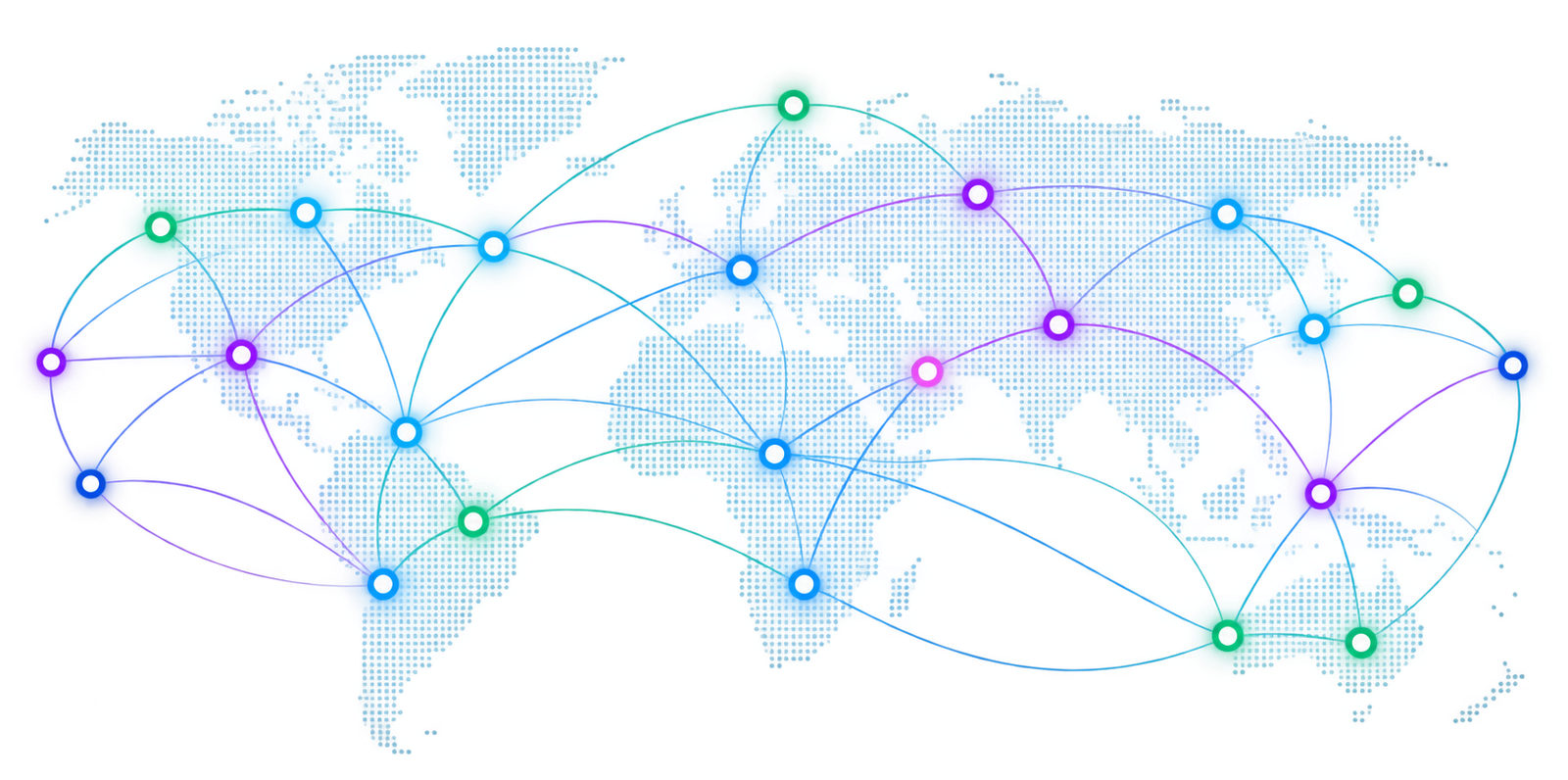 Global network map representing diversified international trade connections